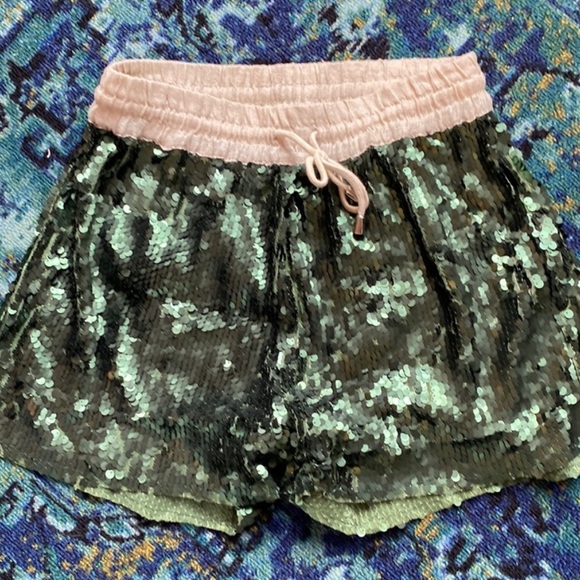 Zara Matte Green Sequin Shorts Small - Picture 10 of 10